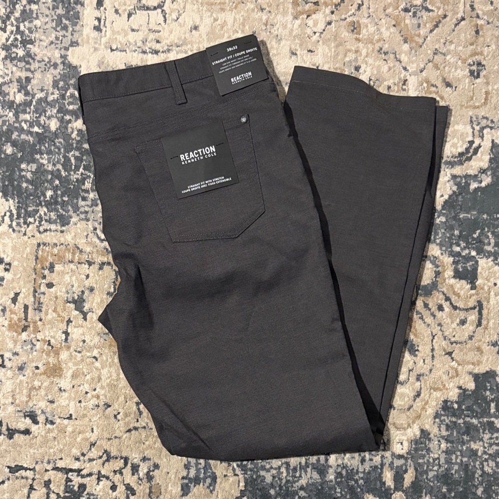 Kenneth Cole Reaction Men's Dark Gray Straight Pants